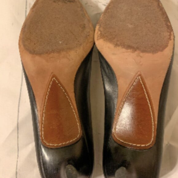 Cole Haan Vintage Black Leather Heels – Women’s 8.5, Square Toe, Contrast Stitch - Picture 6 of 9